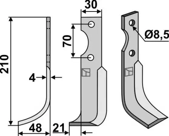 Fräsmesser 210x30mm, links
